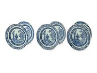 A Set of Six Chinese Export Blue and White Porcelain Plates