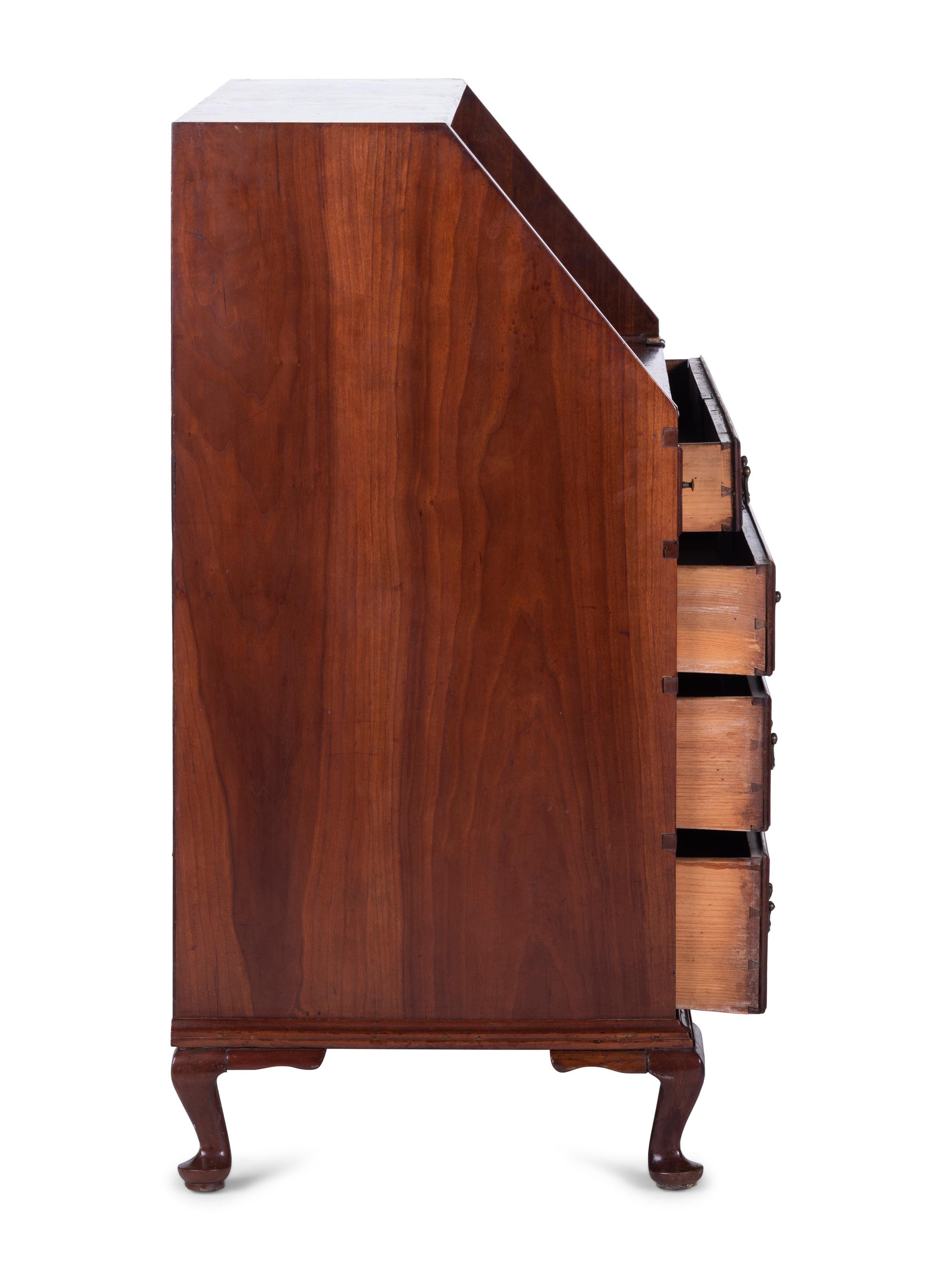 A Queen Anne Cherrywood Pad-Foot Slant Front Desk