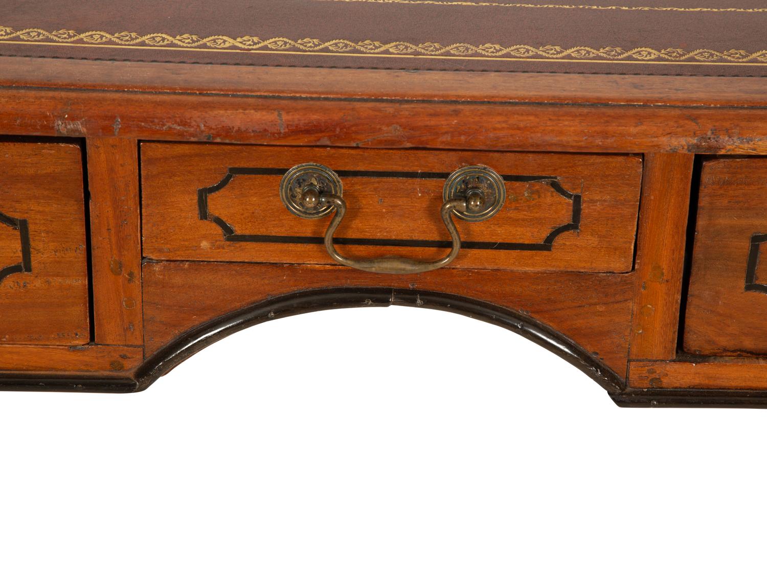 A William IV Style Mahogany Writing Desk with Gilt Tooled Leather Top — 20th Century