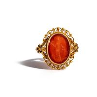 A Roman Carnelian Ring Stone with the Goddess Ceres — Set in a Victorian gold ring