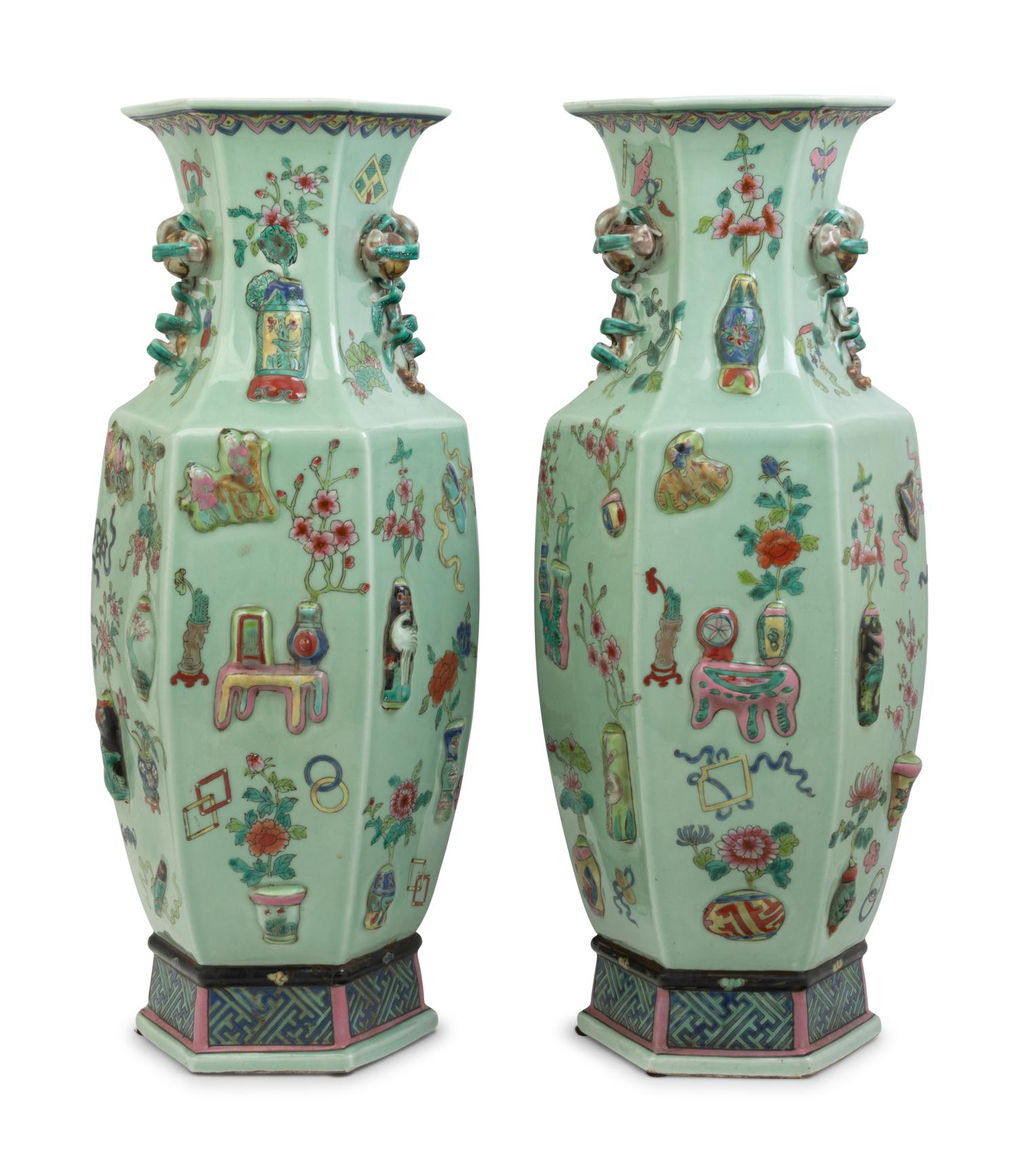A Pair of Chinese Export Porcelain Baluster Vases