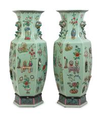 A Pair of Chinese Export Porcelain Baluster Vases