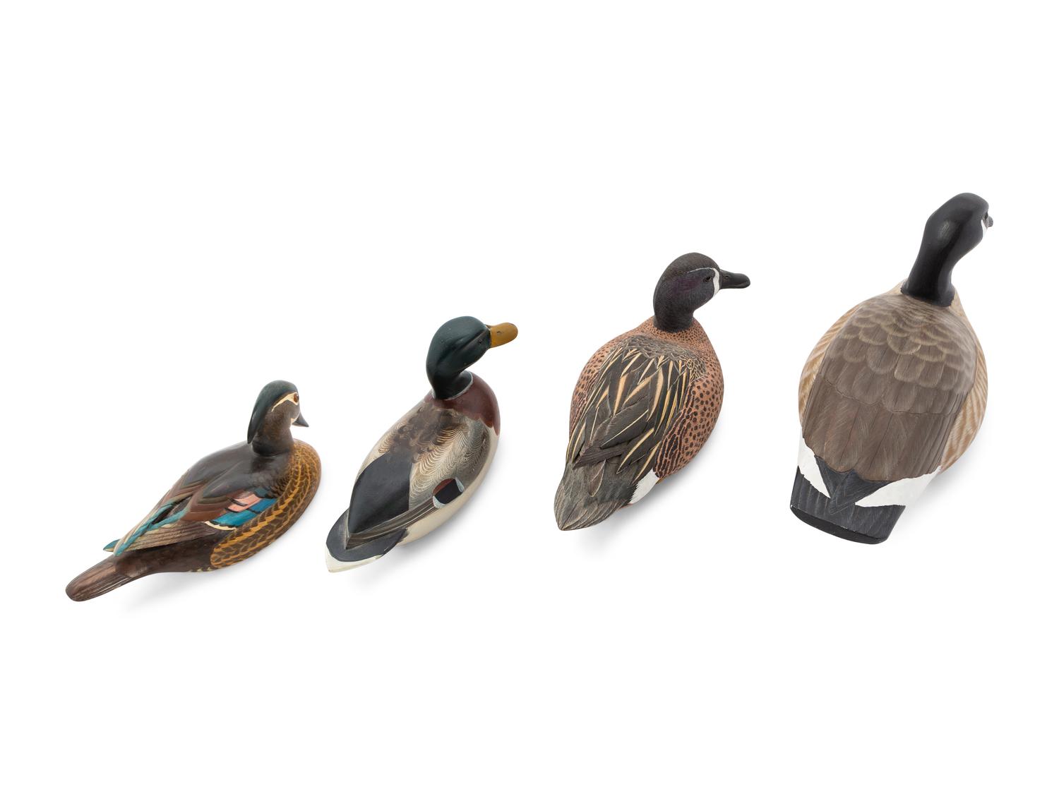 A Group of Carved and Polychromed Painted Artist Duck Decoys