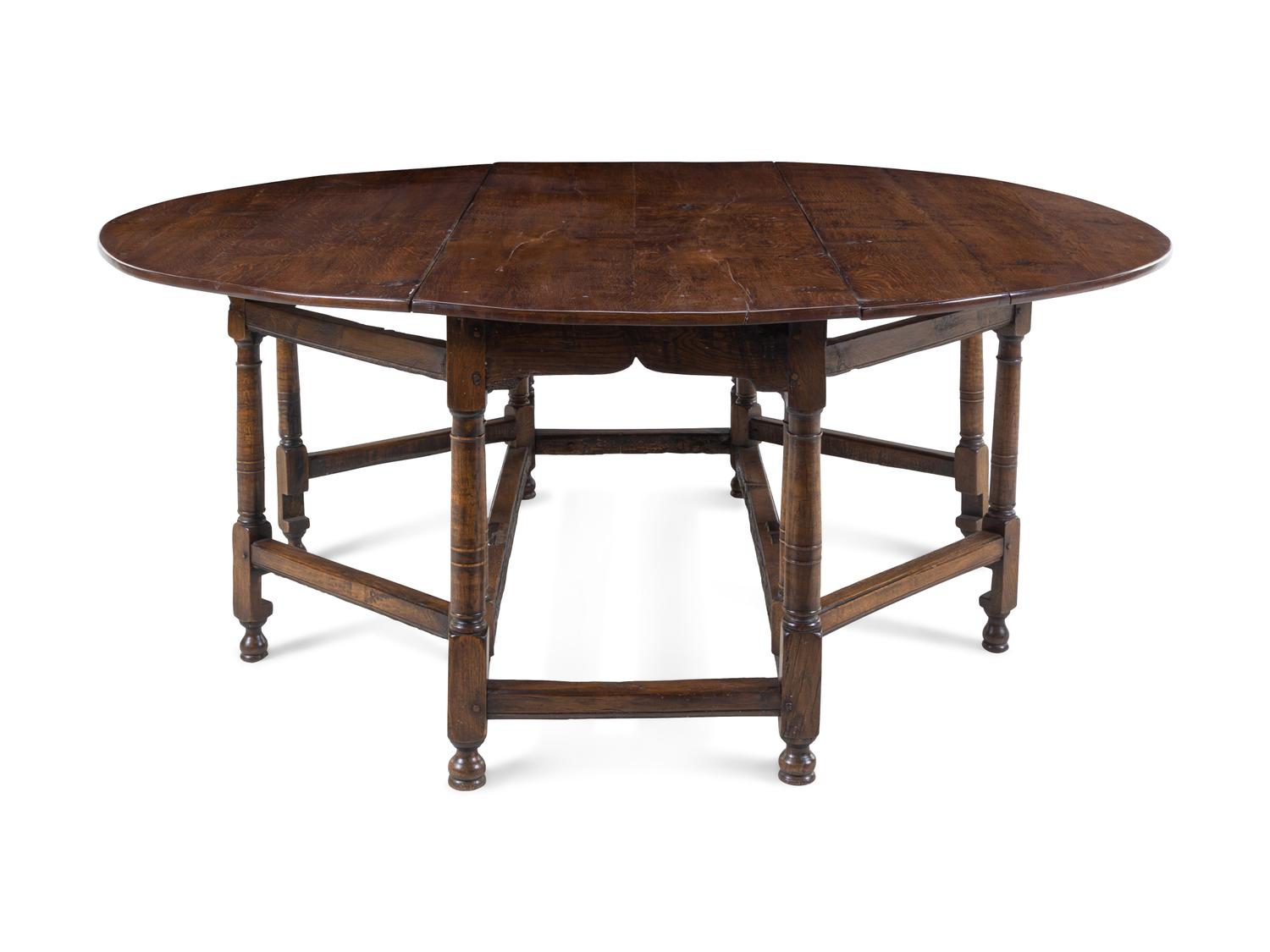 A William and Mary Oak Drop-Leaf Table