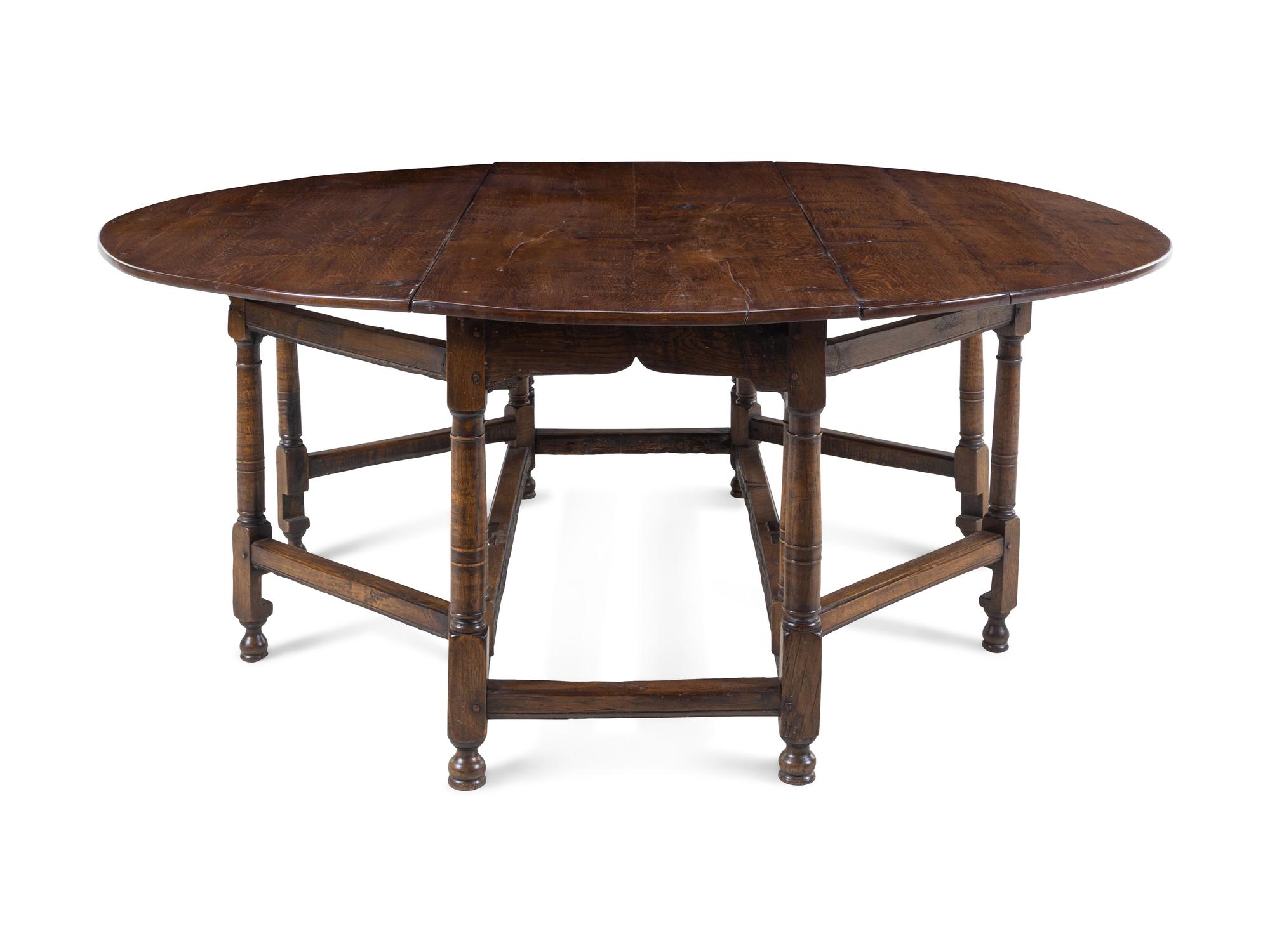 A William and Mary Oak Drop-Leaf Table