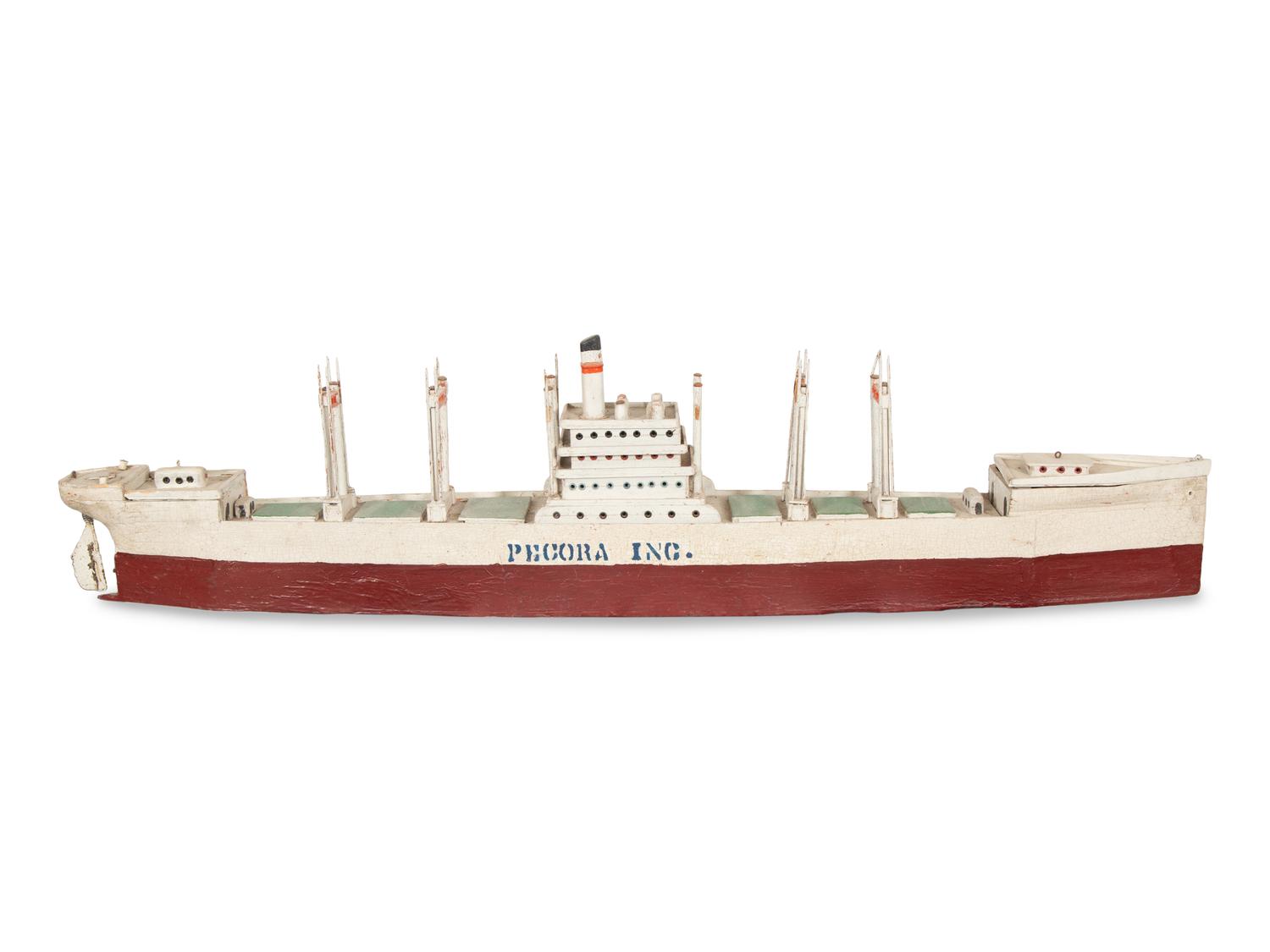 Two Carved and Painted Wood Steamship Models