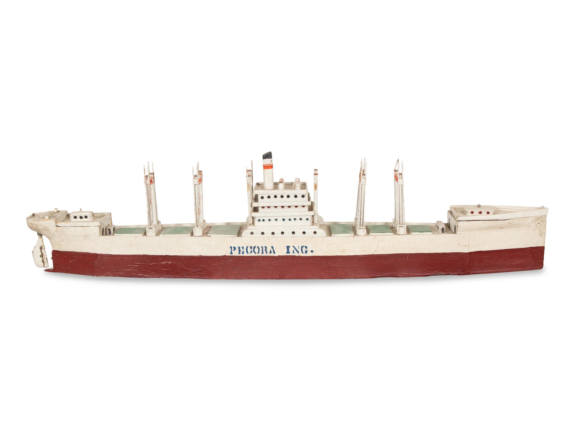 Two Carved and Painted Wood Steamship Models