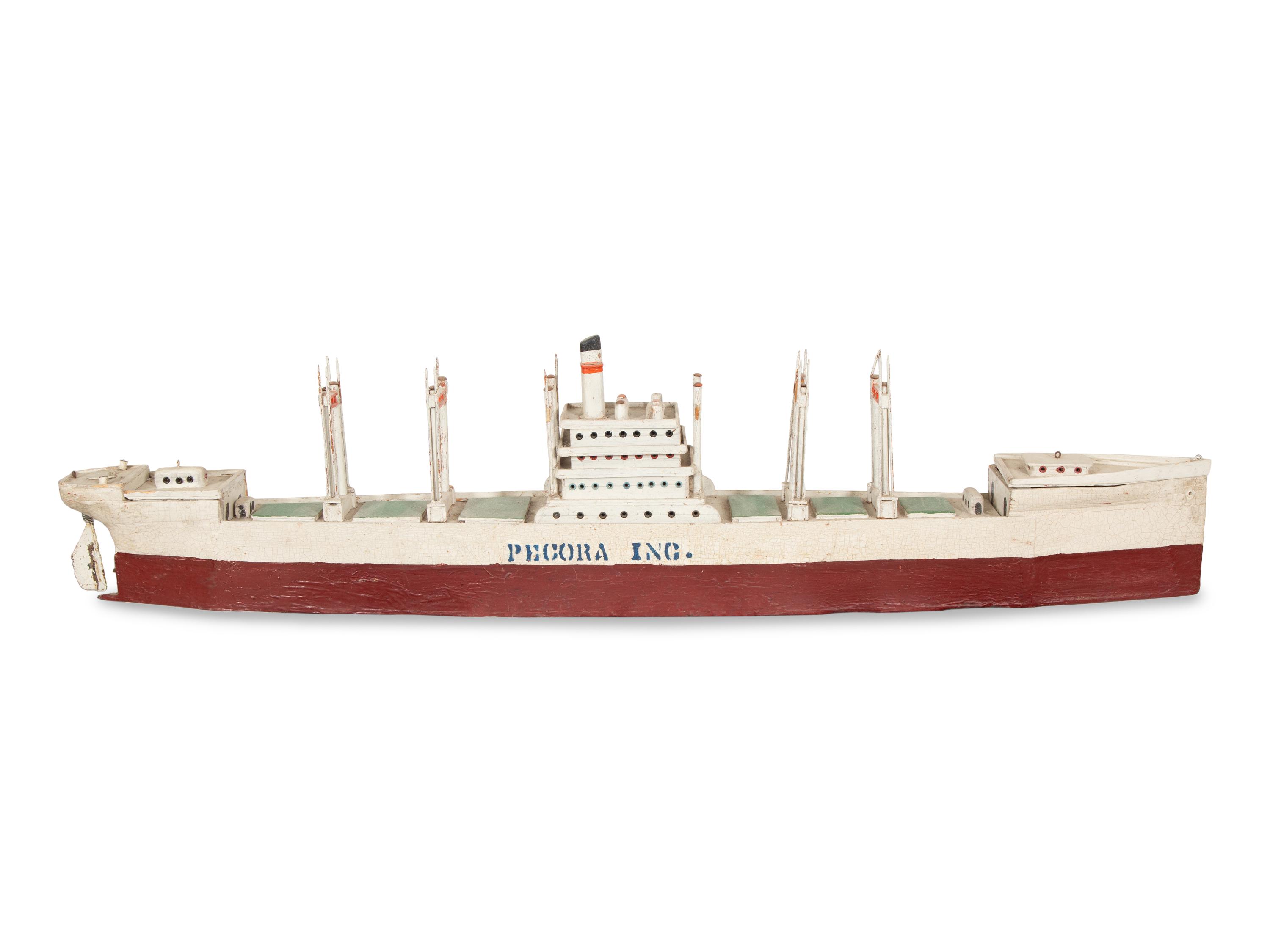 Two Carved and Painted Wood Steamship Models