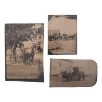[WESTERN AMERICANA]. A group of 3 tintypes of Western scenes, comprising: