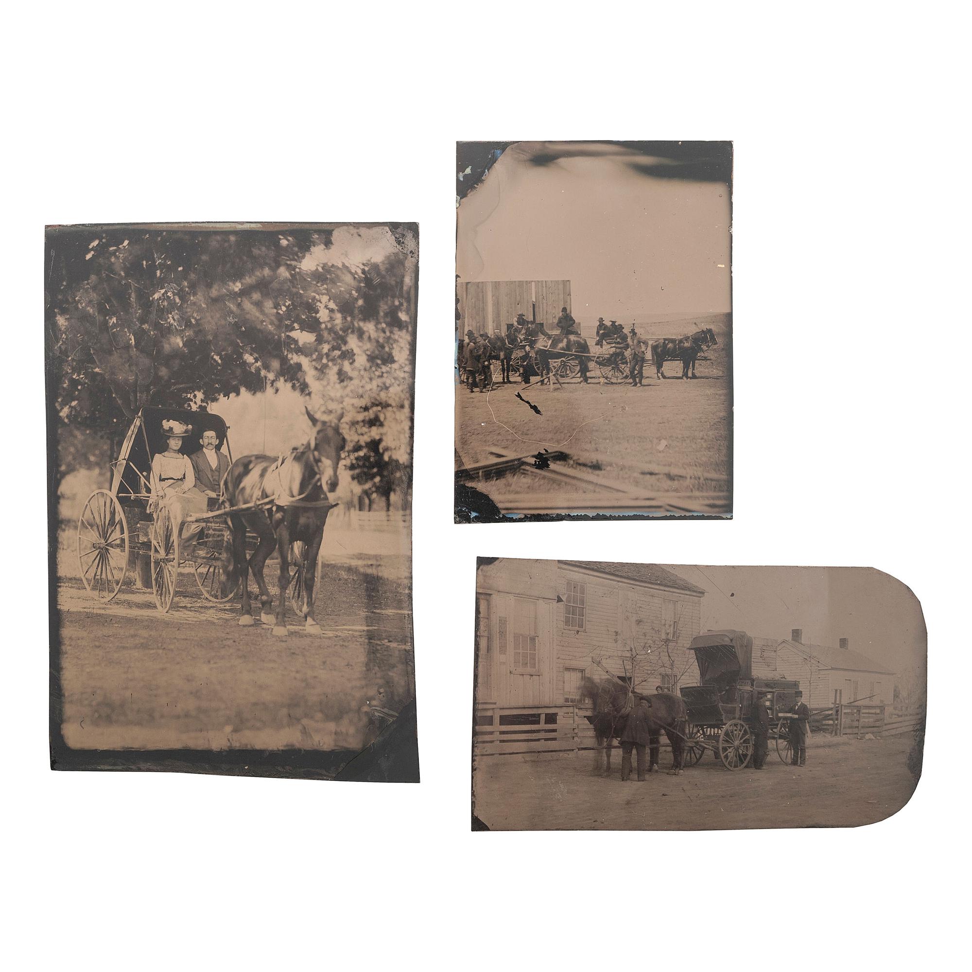 [WESTERN AMERICANA]. A group of 3 tintypes of Western scenes, comprising: