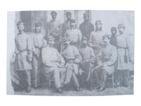[CIVIL WAR]. Albumen photograph of General James E. Slaughter and staff featuring uniformed African American men. Ca 1860s.
