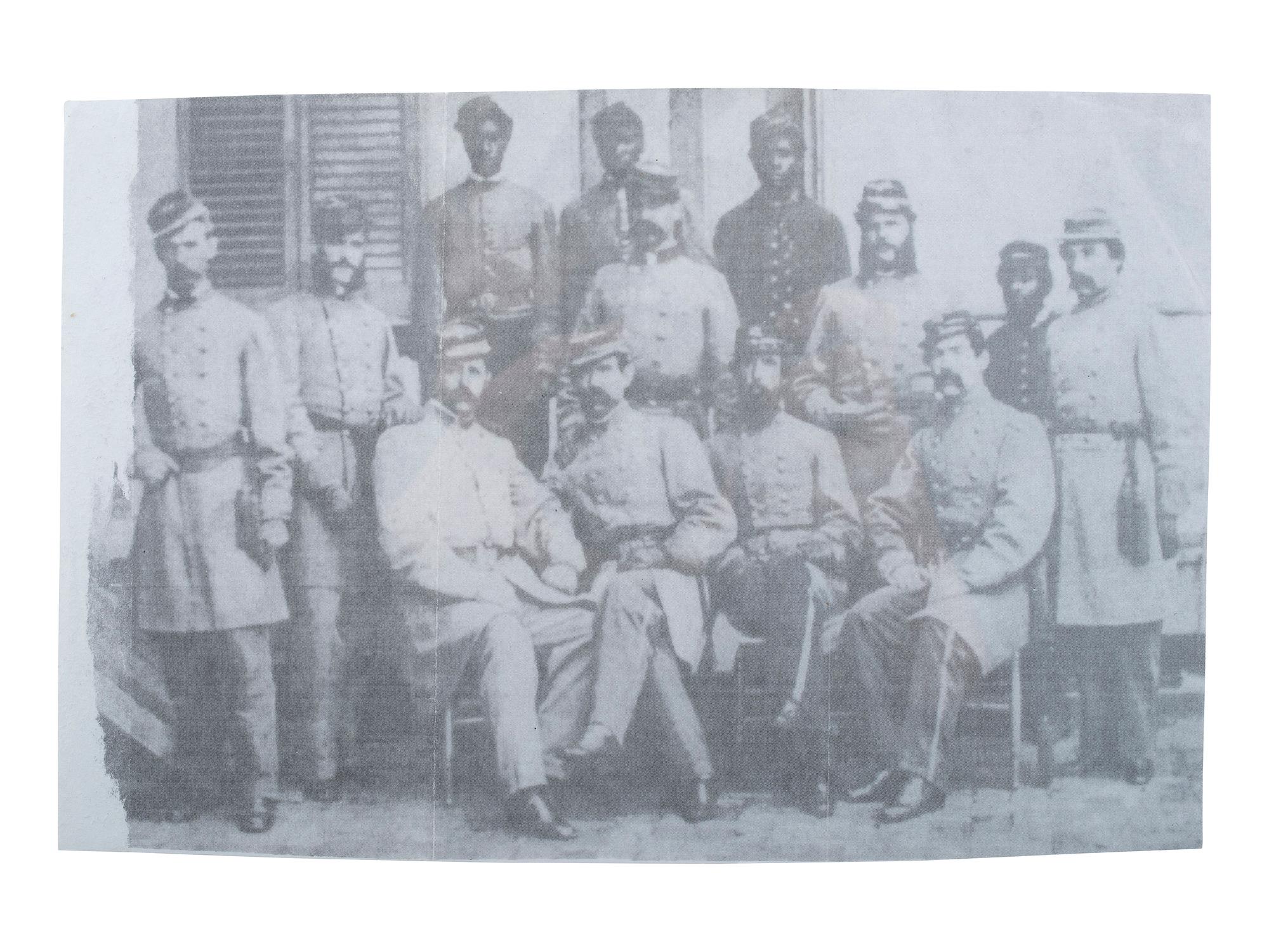 [CIVIL WAR]. Albumen photograph of General James E. Slaughter and staff featuring uniformed African American men. Ca 1860s.