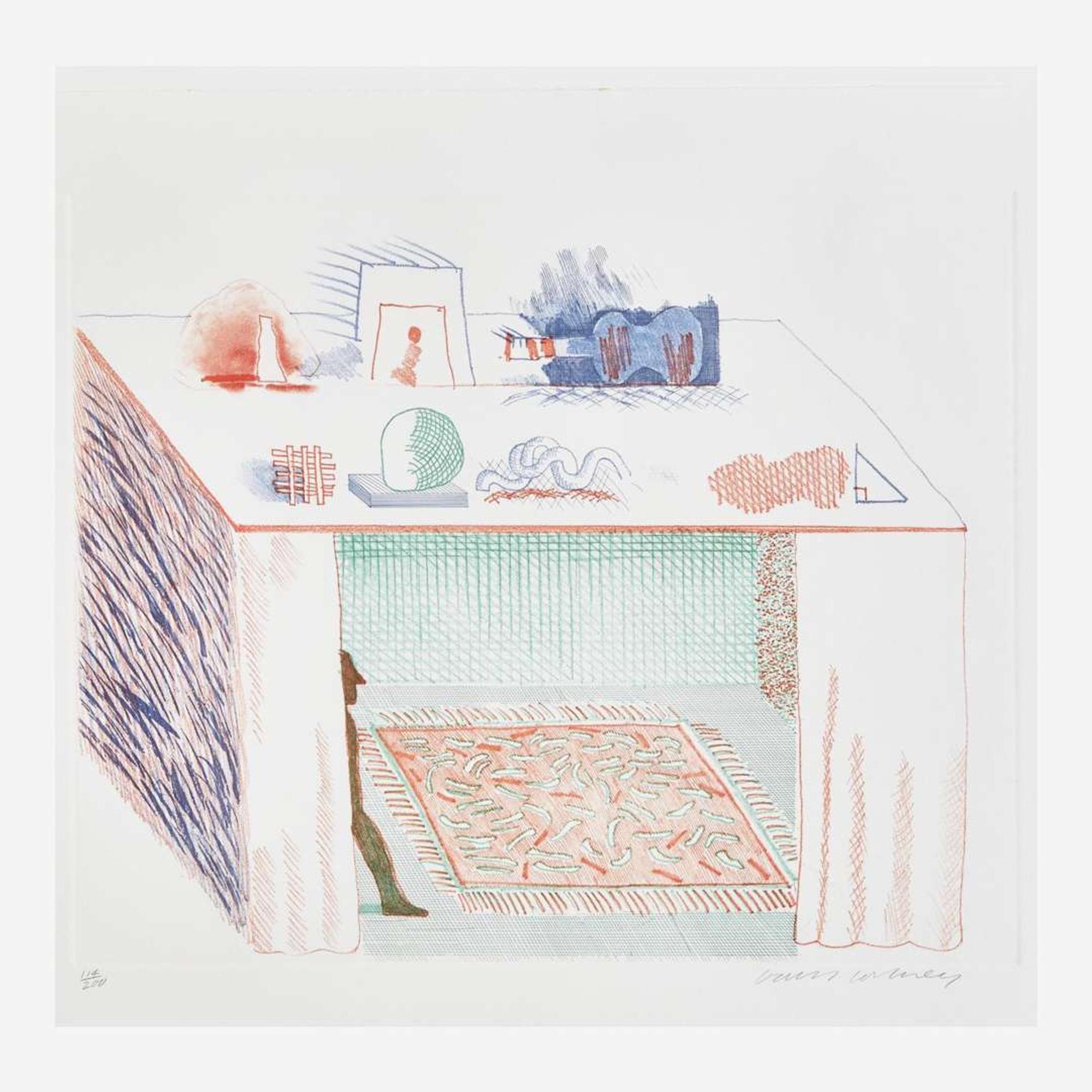 David Hockney (British, b.1937) In a Chiaroscuro, Plate 9 from The Blue Guitar
