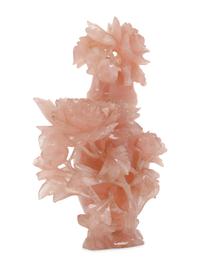 A Chinese Carved Rose Quartz Lidded Vase