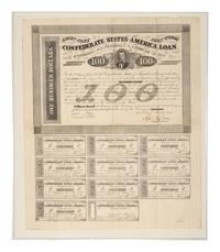 [CIVIL WAR]. Confederate currency notes incl. one hundred dollar bond sheet.