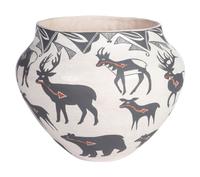 Pottery Jar, with Heartline Elk, Deer, and Bears