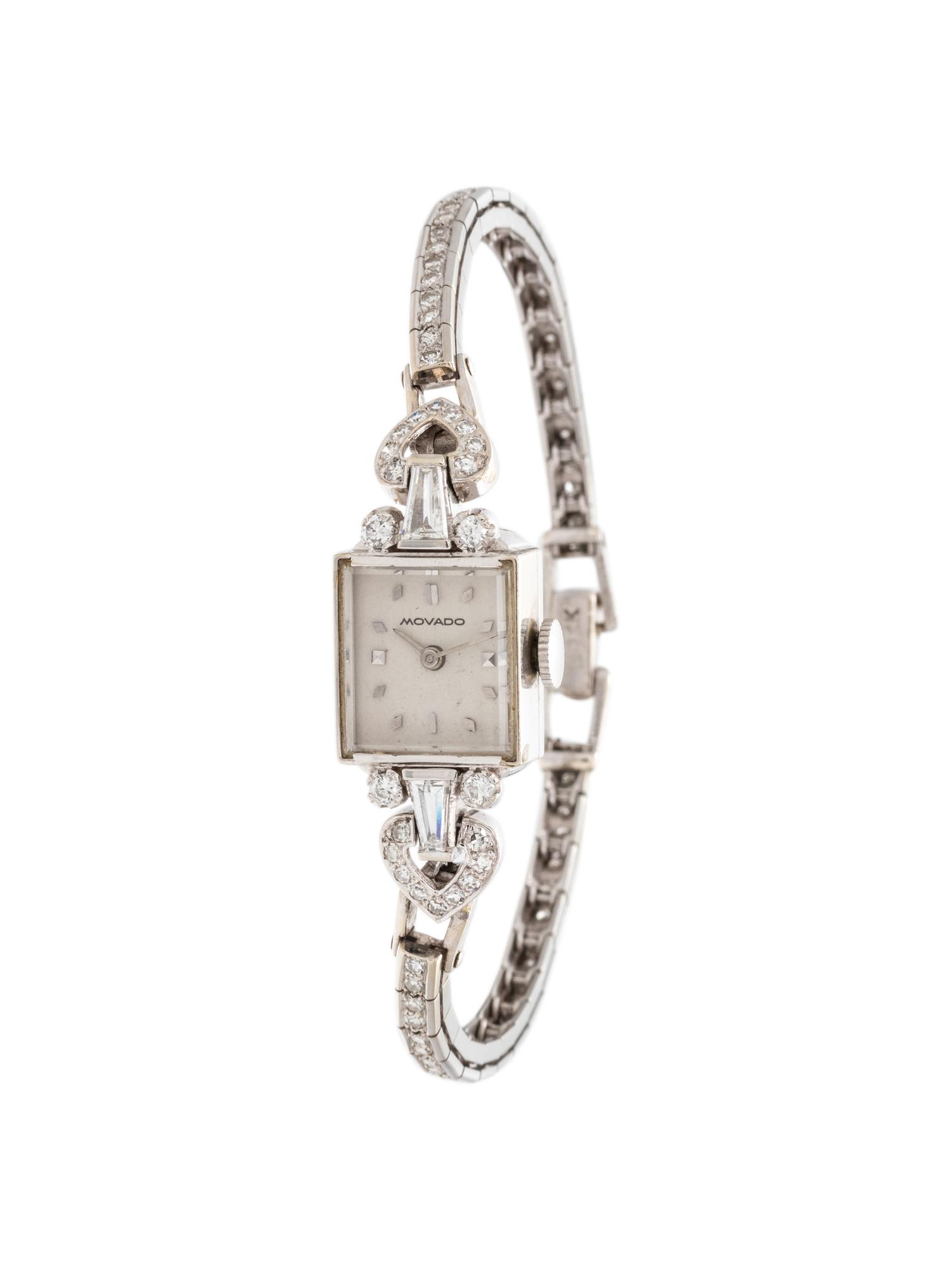 MOVADO, WHITE GOLD AND DIAMOND WRISTWATCH
