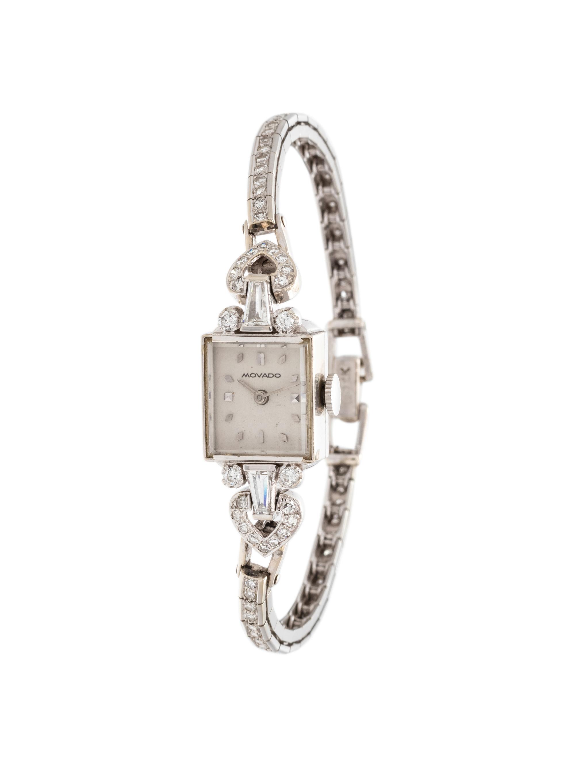 MOVADO, WHITE GOLD AND DIAMOND WRISTWATCH