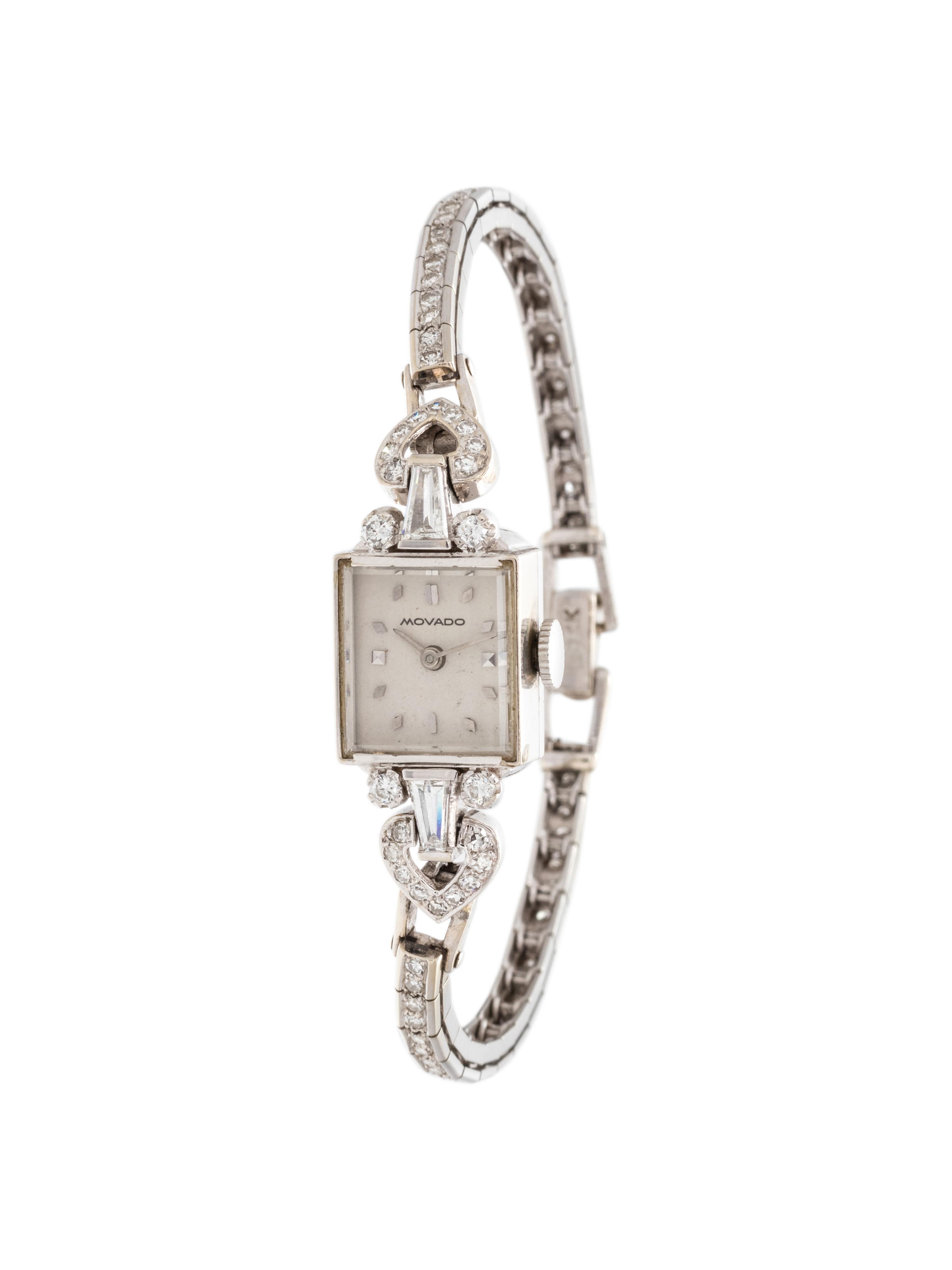 MOVADO, WHITE GOLD AND DIAMOND WRISTWATCH