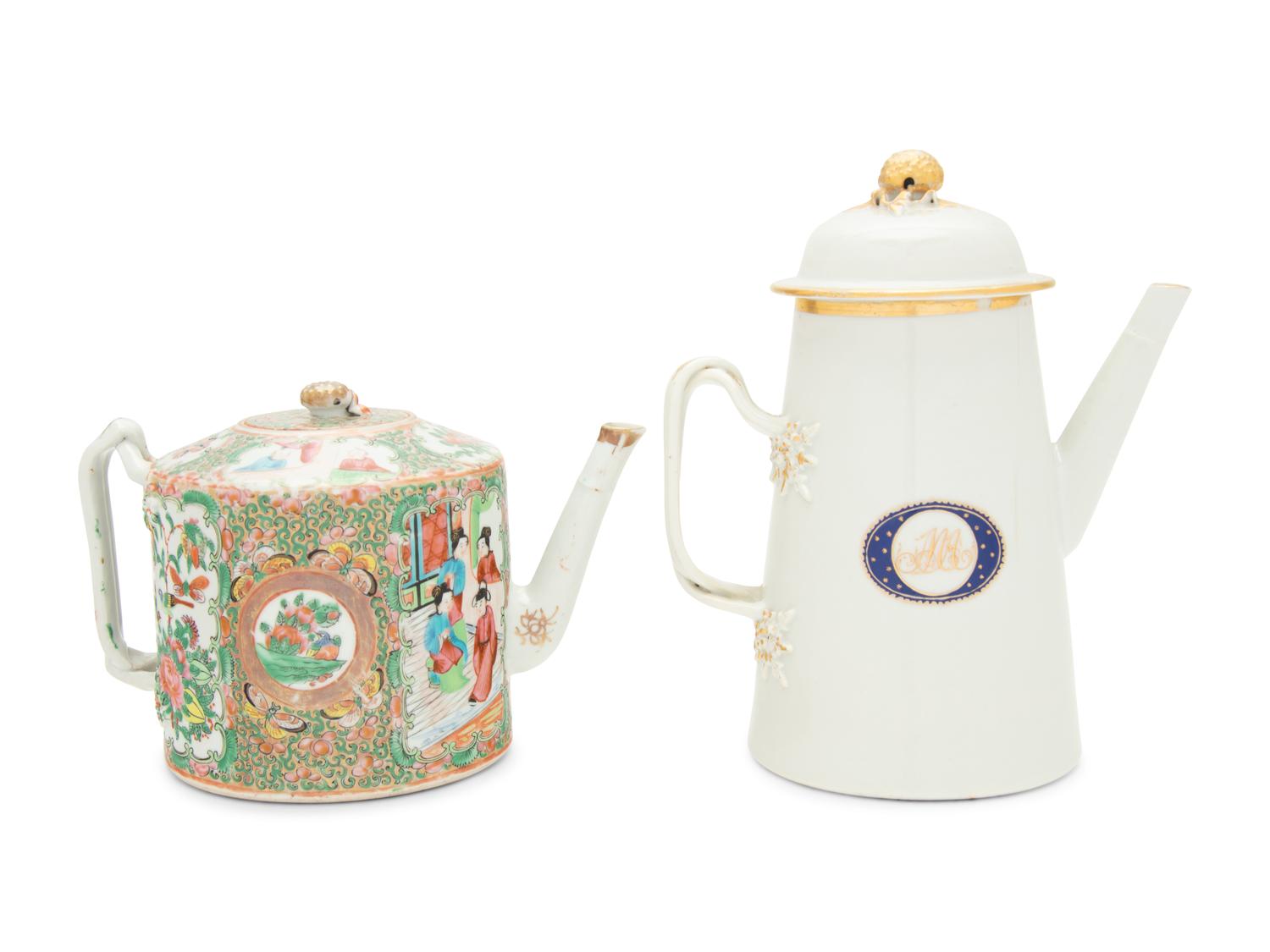Two Chinese Export Porcelain Teapots