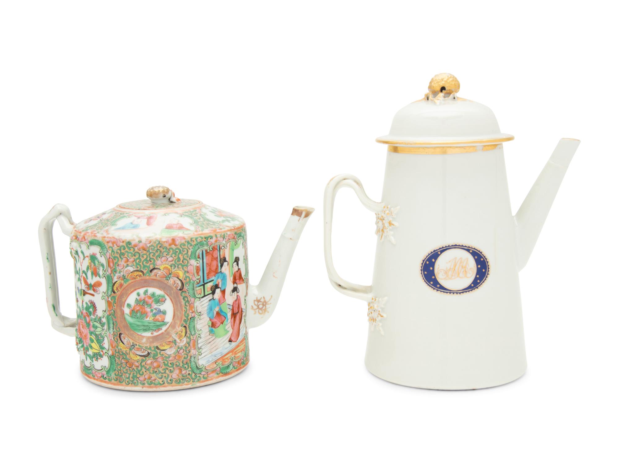 Two Chinese Export Porcelain Teapots