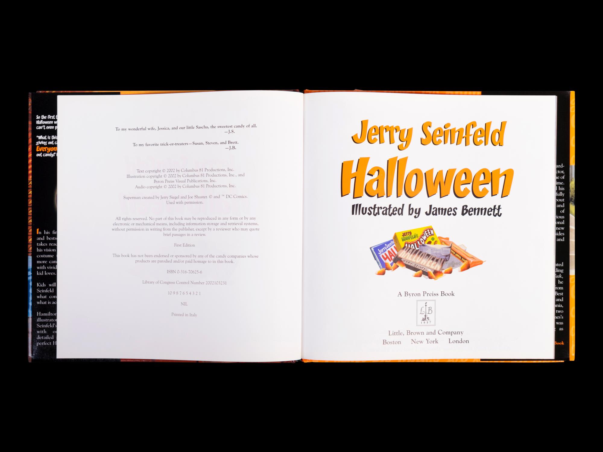 (Celebrity Books) SEINFELD, Jerry. Halloween. Boston, New York, London: Little, Brown and Company, 2002.
