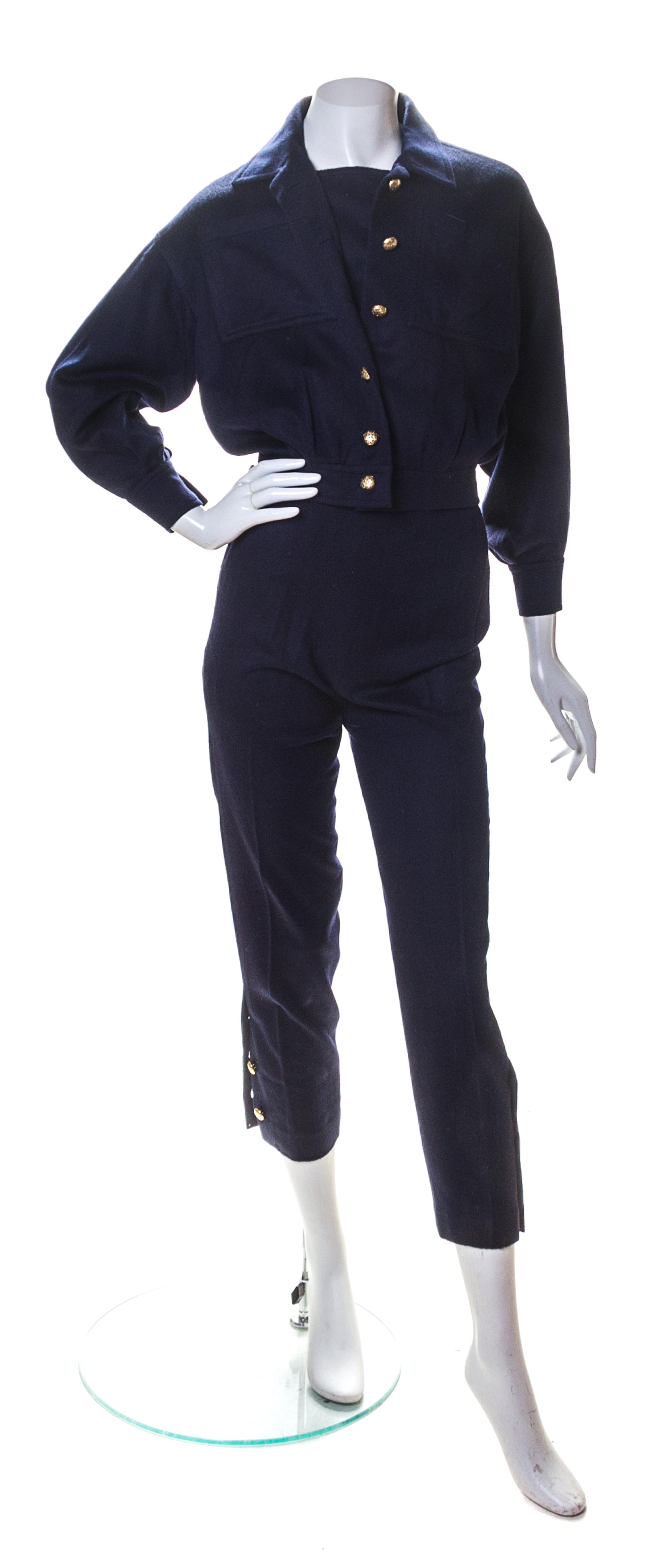 A Lanvin Navy Wool Jacket Ensemble, Pants size 36.