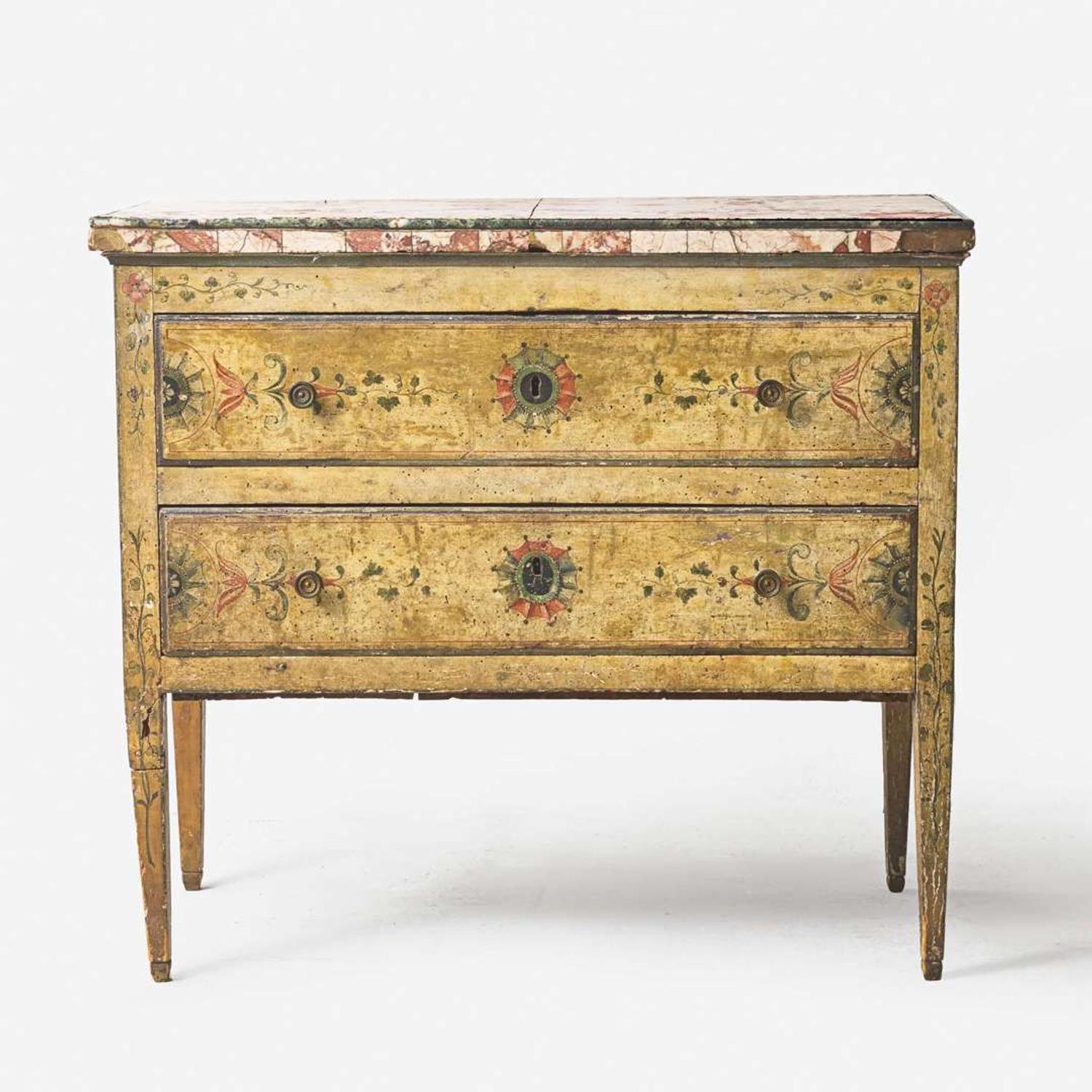 A Venetian Neoclassical Polychrome Painted Commode 18th century