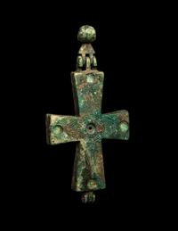 A Byzantine Bronze Pendant Enkolpion Cross