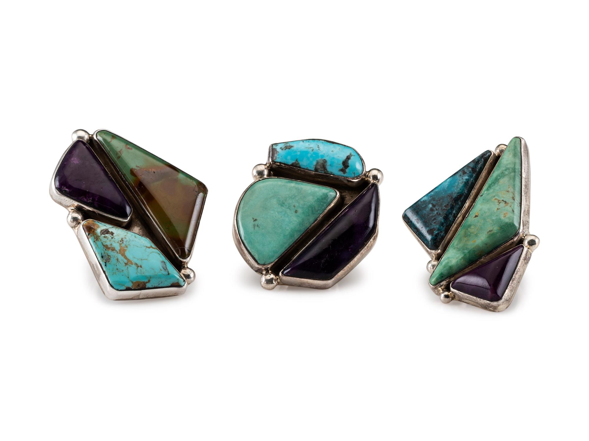 Sterling Silver, Turquoise, and Sugilite Rings