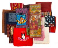 Twenty Asian Textiles Approximate length of largest 70 inches.