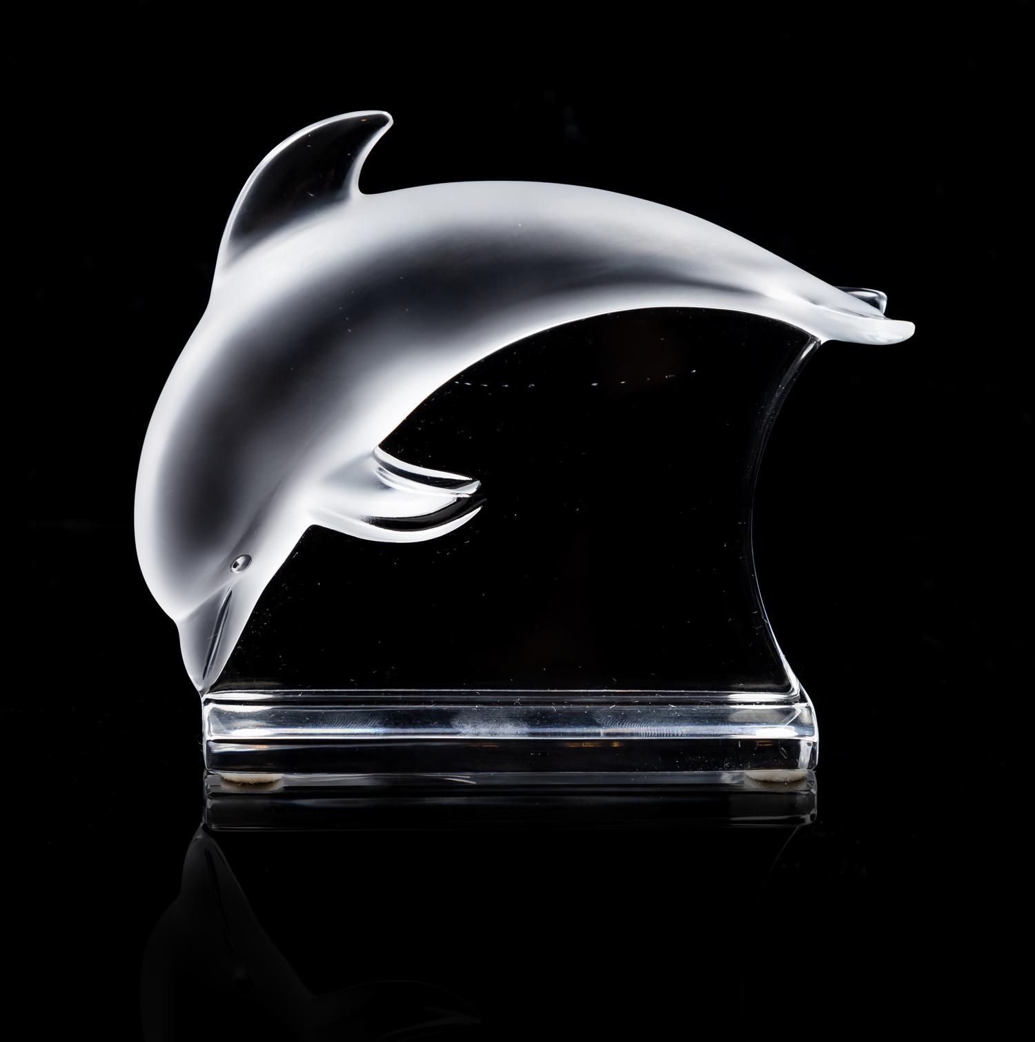 A Steuben Dolphin Height 4 1/4 inches.