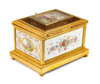 A French Gilt Bronze and Reticulated Porcelain Box