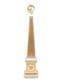 A Versace Carpe Diem Clock-Inset Porcelain Obelisk