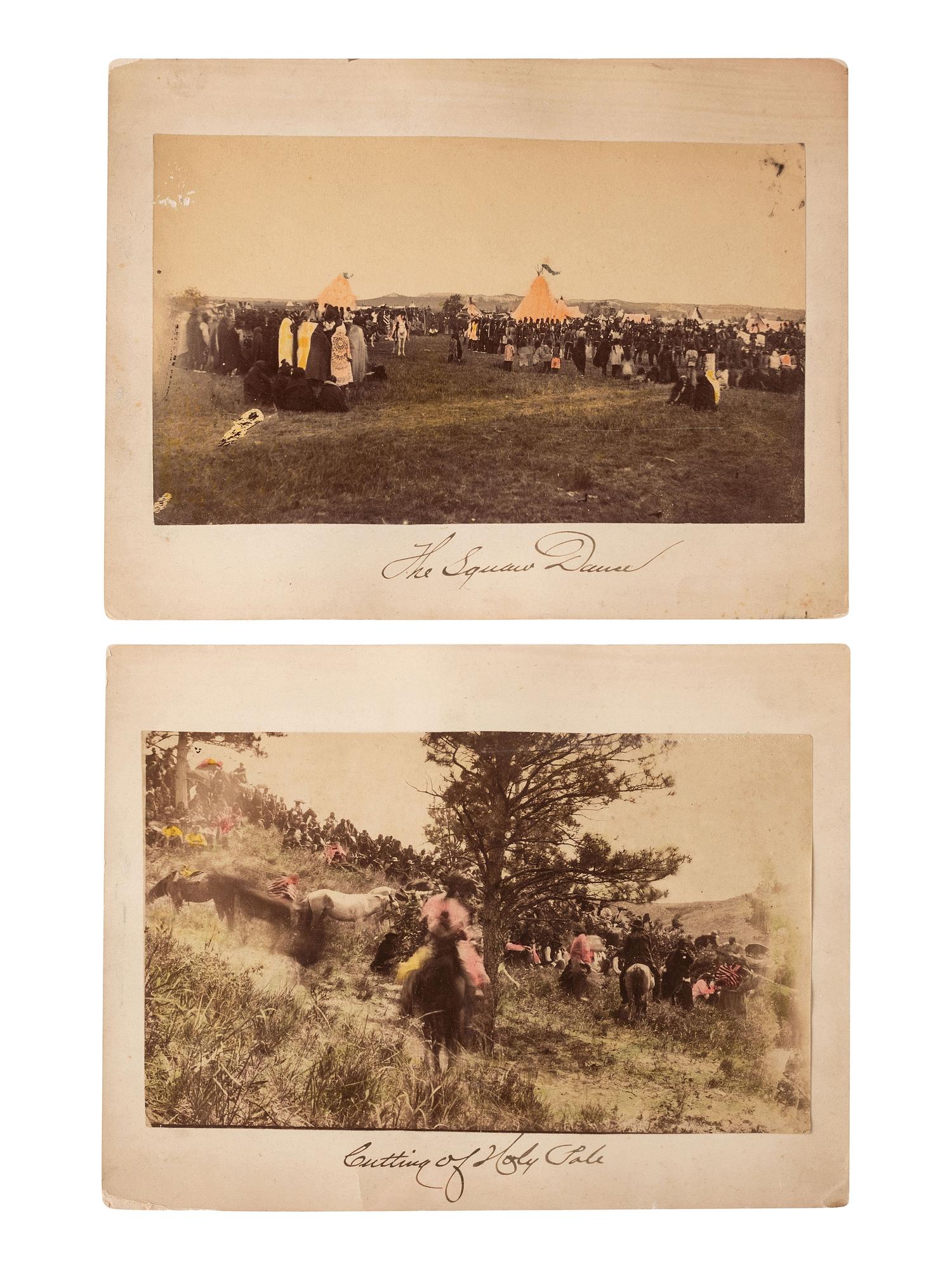 [NATIVE AMERICANS]. A group of 6 photographs of Native American ceremonies incl. the Sun Dance. Ca 1880-1883.