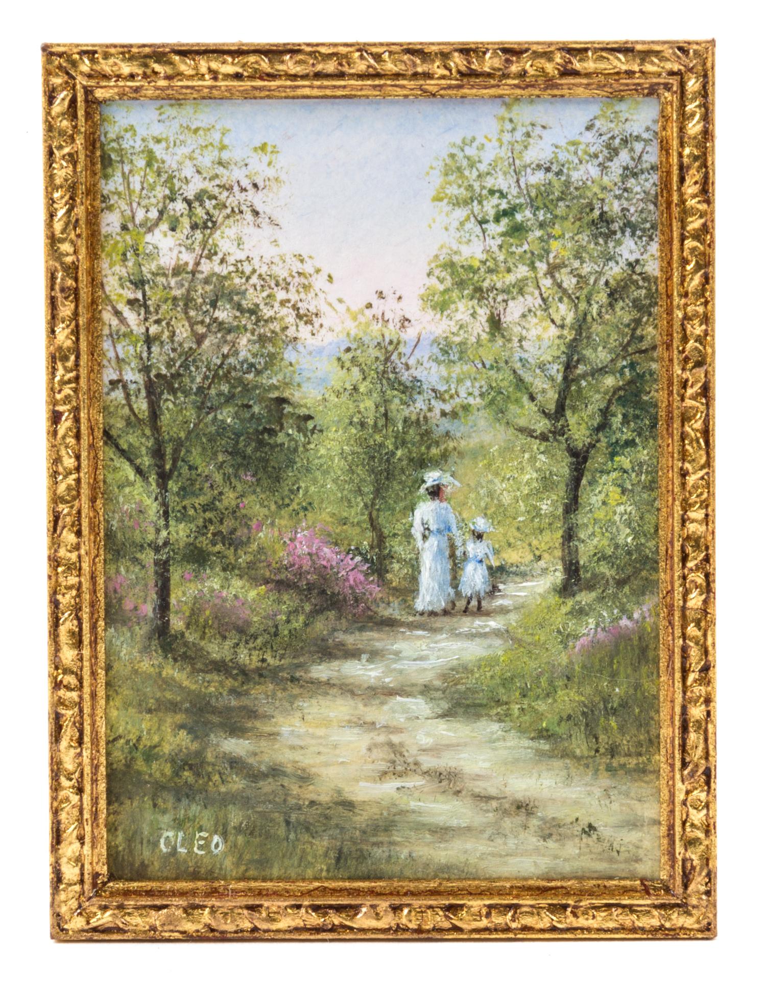 Cleo, (20th Century), Mother and Child Stroll Through Forest
