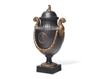 An English Bronze Decorated Basalt Twin-Handle Urn