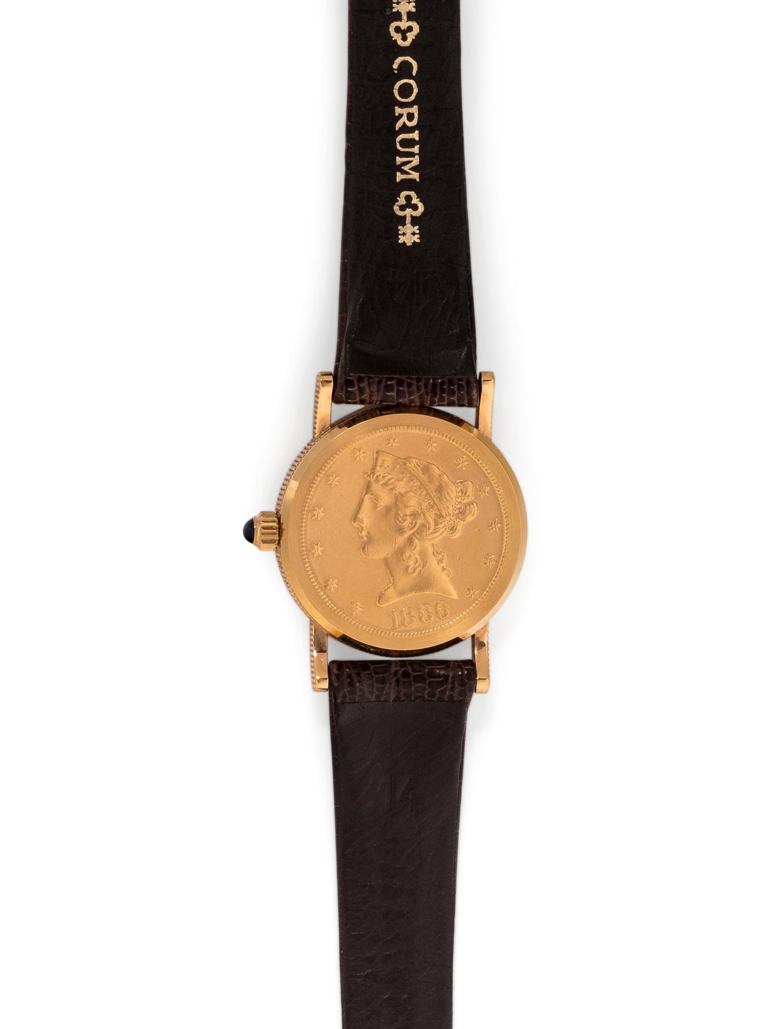 CORUM, 18K YELLOW GOLD US $5 COIN WRISTWATCH