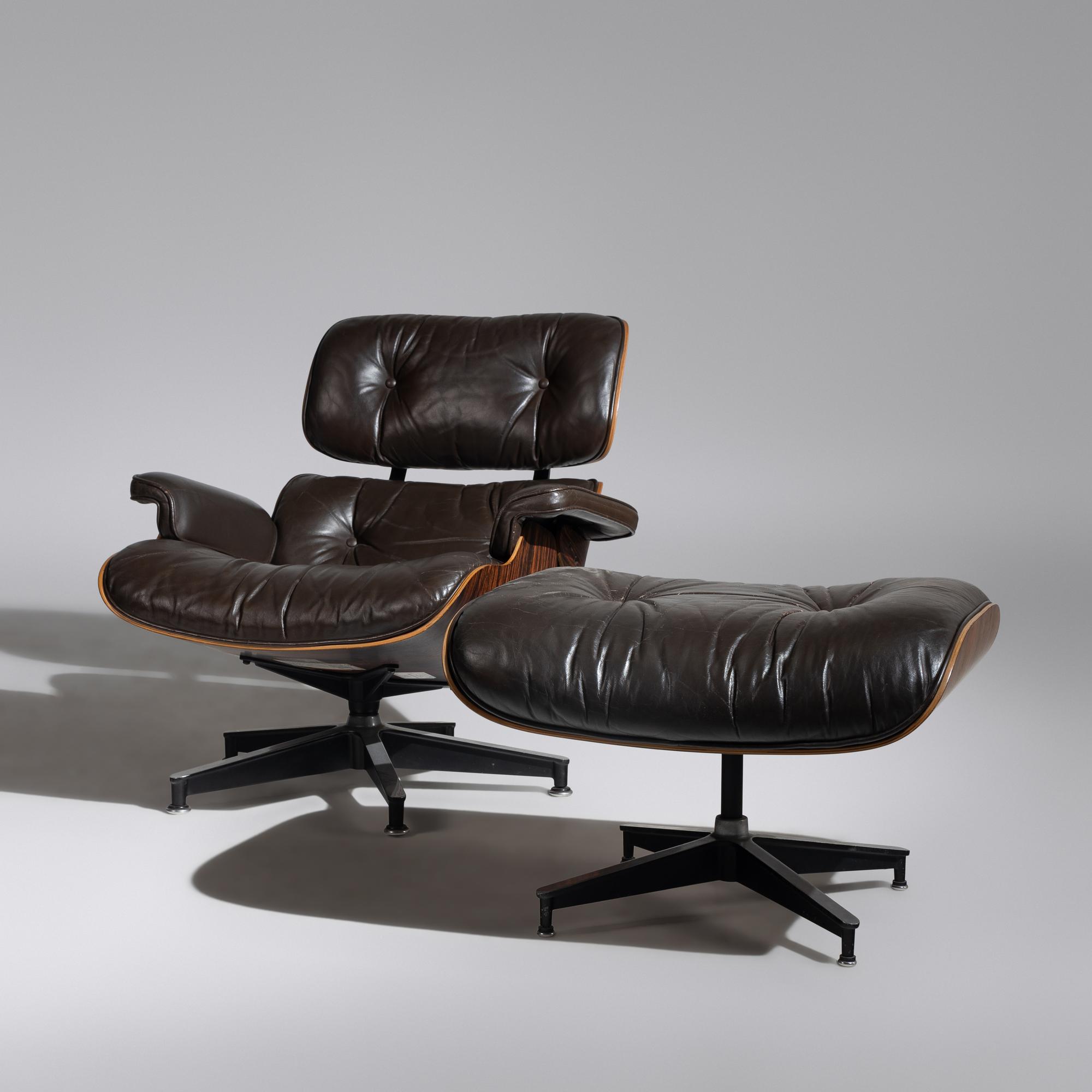 Charles and Ray Eames (American, 1907–1978 | 1913–1988) — Brown 670 Lounge Chair and 671 Ottoman Herman Miller USA, designed 1956