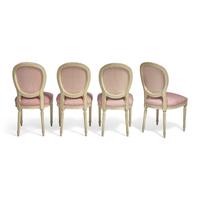 A Set of Four Louis XVI Style White-Painted and Upholstered Fauteuils