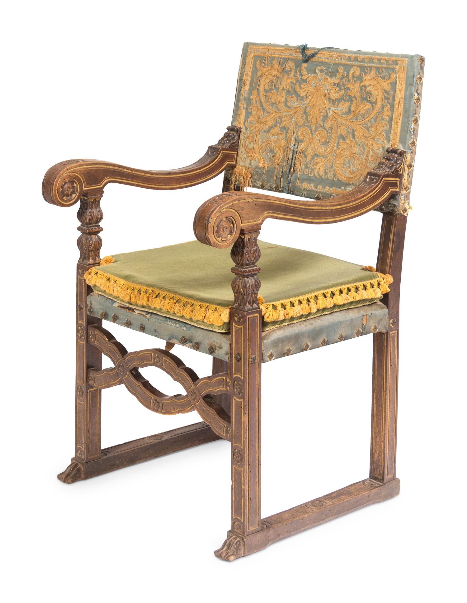 An Italian Baroque Walnut Armchair