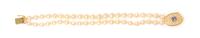 A Yellow Gold, Diamond and Sapphire and Cultured Pearl Bracelet, 20.30 dwts.