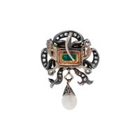 ANTIQUE, COLOMBIAN EMERALD AND DIAMOND BROOCH