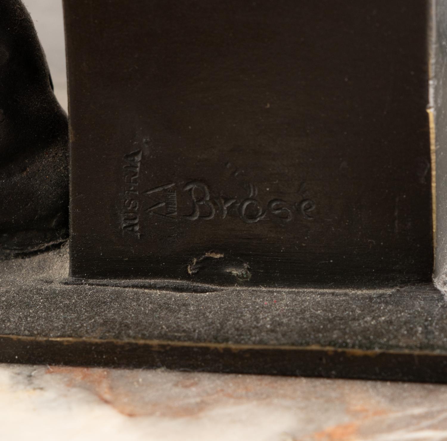 A Carl Brose Bronze and Marble Inkwell