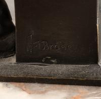 A Carl Brose Bronze and Marble Inkwell