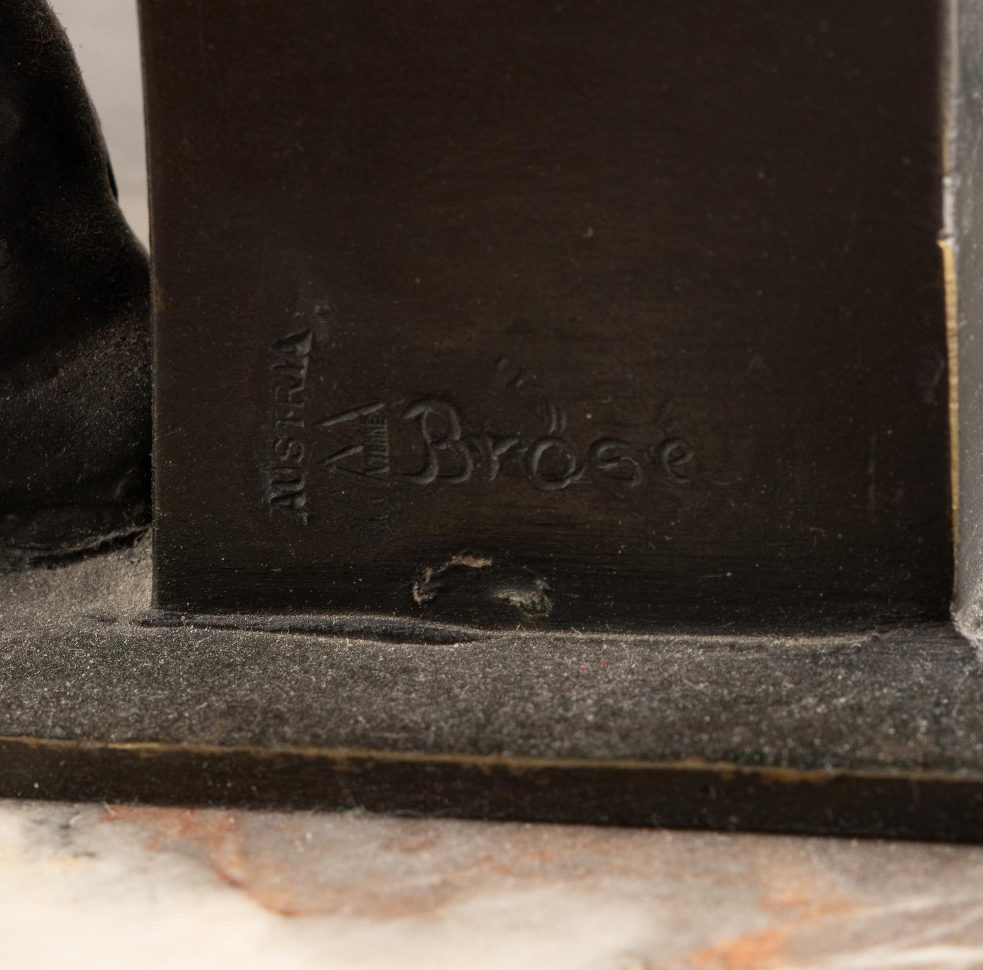 A Carl Brose Bronze and Marble Inkwell