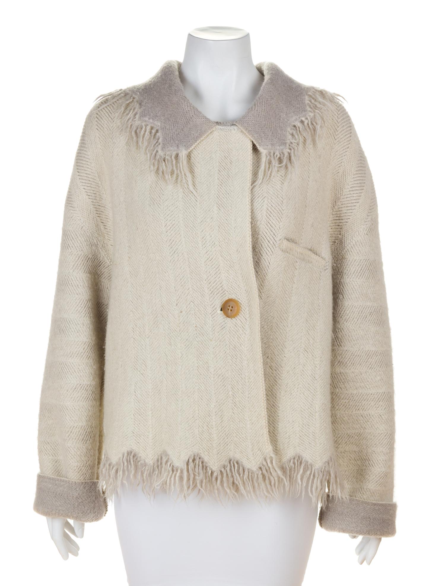 An Issey Miyake Cream Wool Jacket, Size medium.