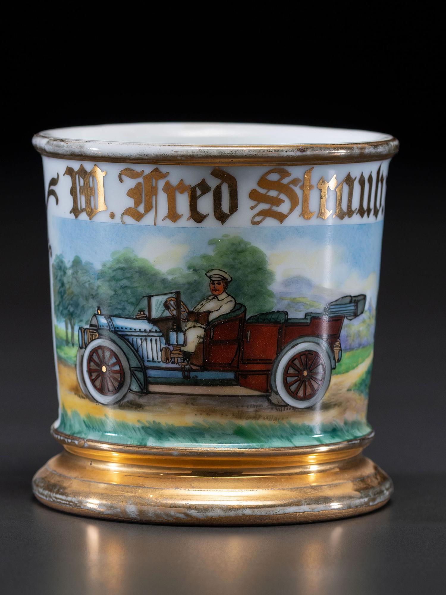 A Motorist's Porcelain Occupational Shaving Mug Belonging to Fred Straub