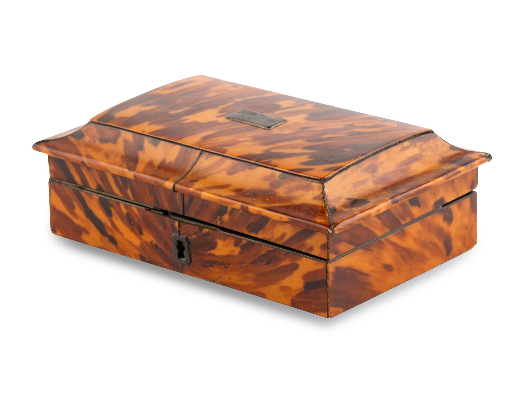 A Regency Tortoise Shell Jewelry Box