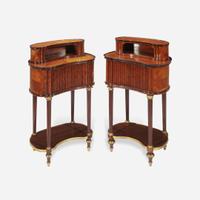 A Pair of Louis XVI Style Gilt-Bronze Mounted Fruitwood and Mahogany Side Tables Late 19th/early 20th century